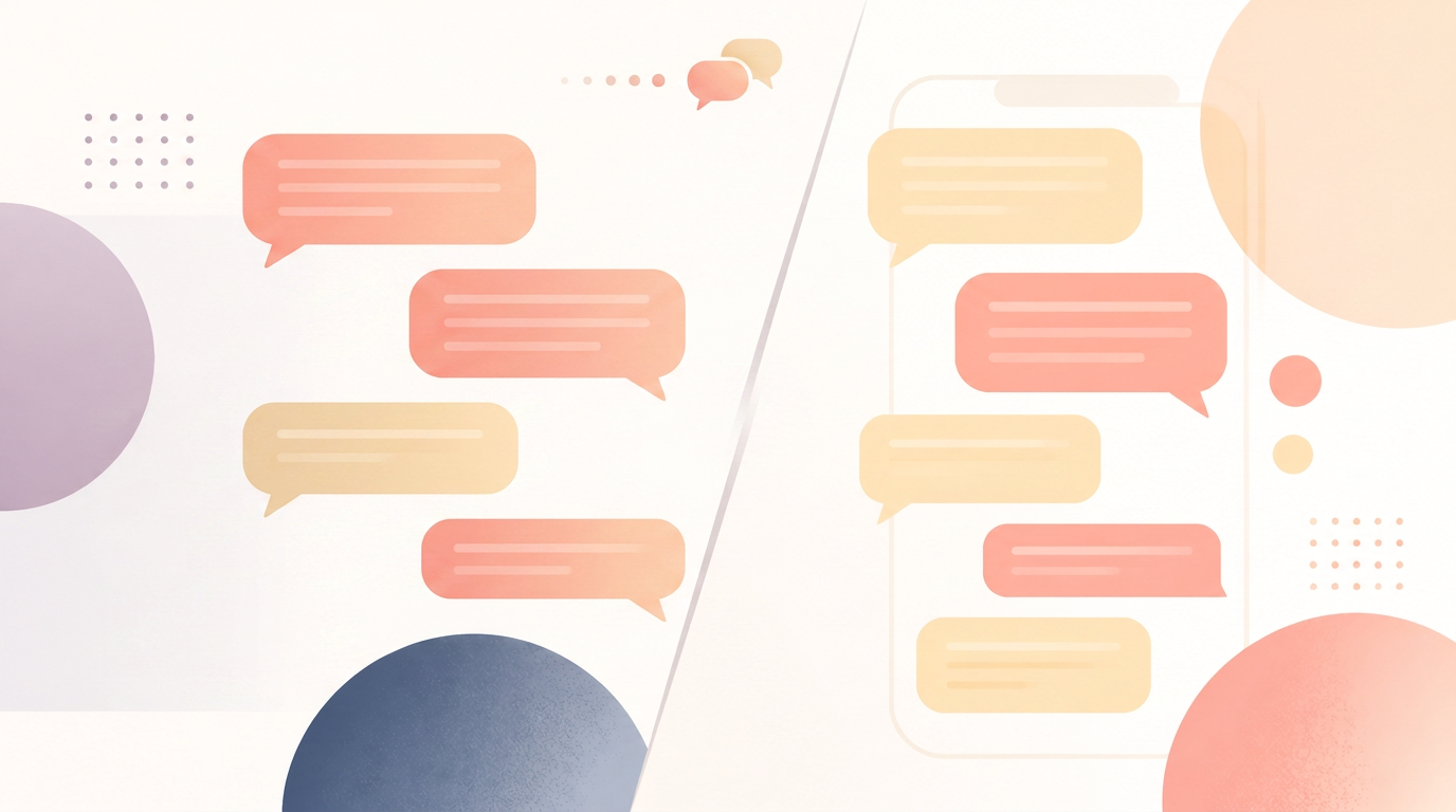 Abstract illustration of text message speech bubbles on a mobile phone screen