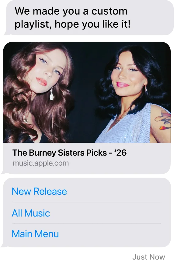 The Burney Sisters: rich release from Apple Messages for Business
